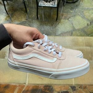 Vans Old Skool Low Light Pink & White Skate Shoes Missy Size 5 Used
